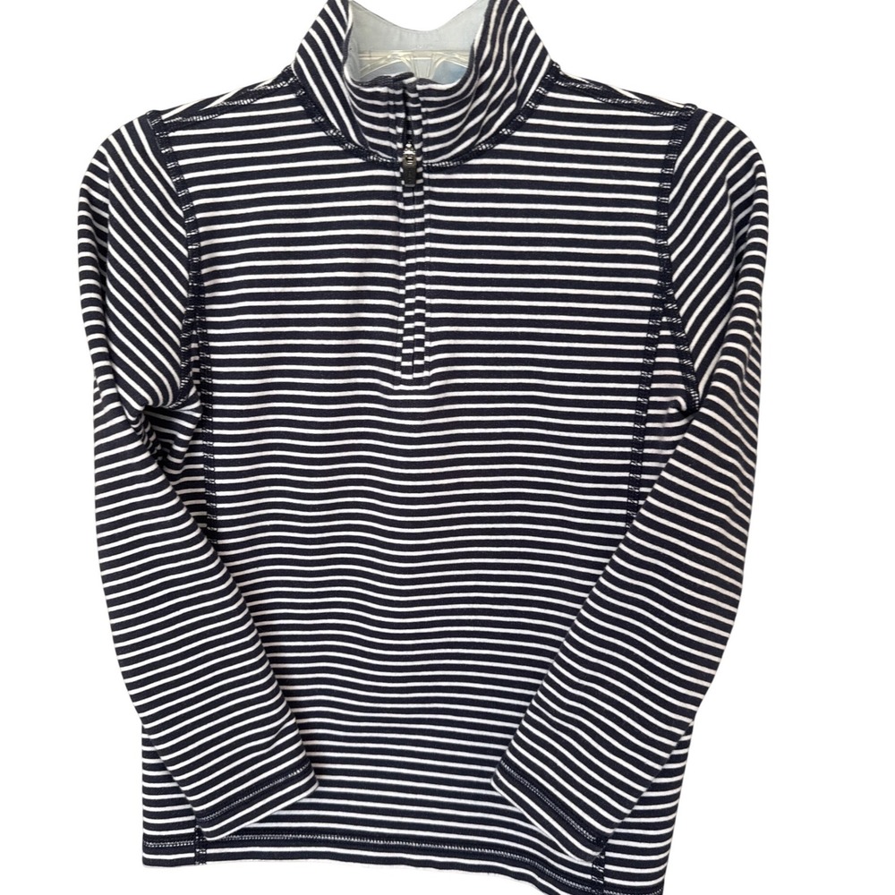 Crewcuts Boys performance blue white striped‎ 1/4 zip pullover sz S 6-7 stetchy